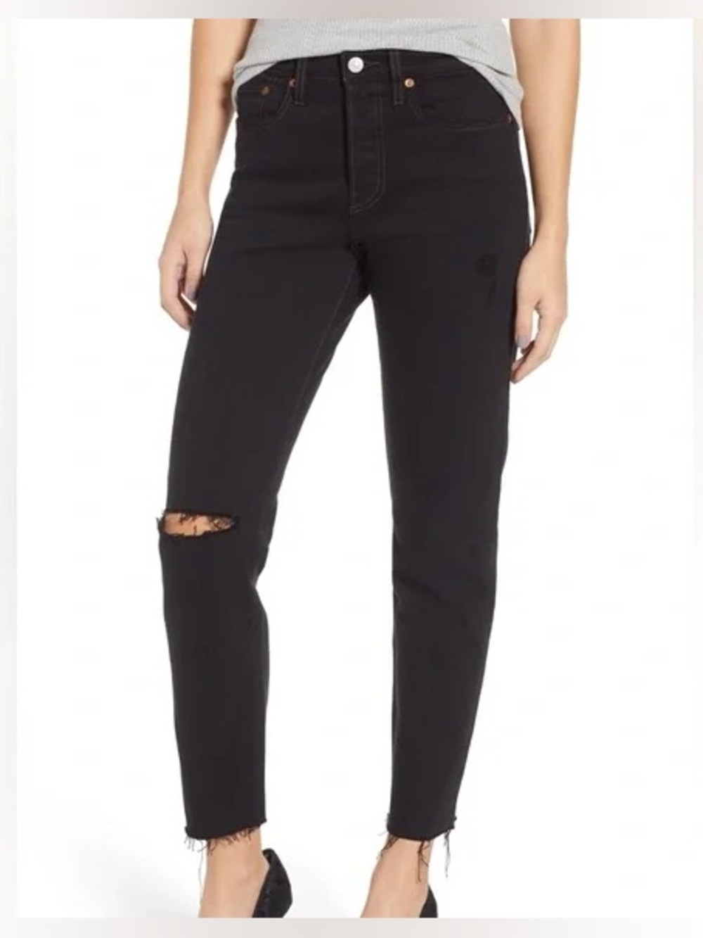 Levi’s High-Rise Black Wedgie Distressed Women's Jeans